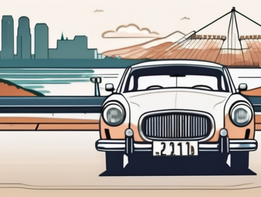 A car with a close-up on the license plate