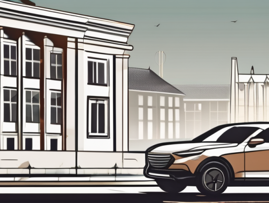 A vehicle license plate with a generic design