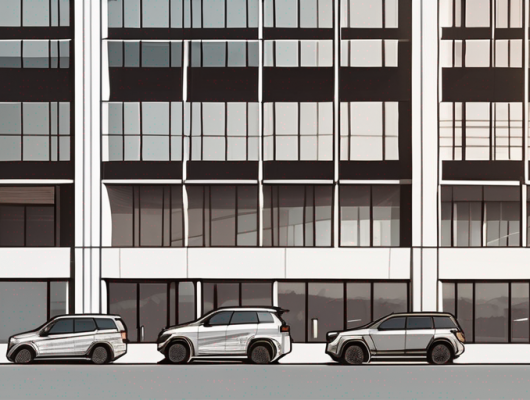 The saarbrücken brebach licensing office building with a queue of vehicles outside