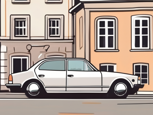 A car with a blank license plate parked in a picturesque setting of bad kreuznach city