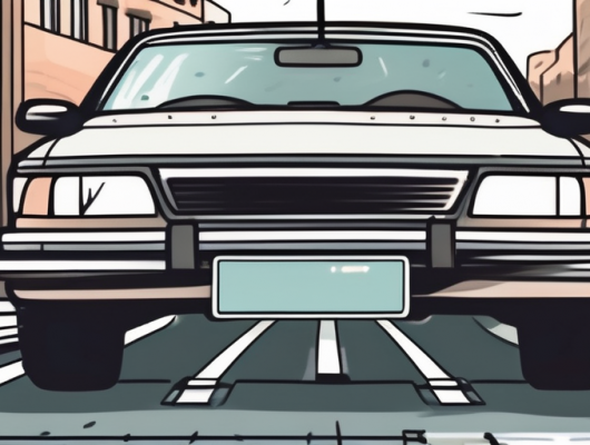 A car license plate being attached with velcro on a car's bumper