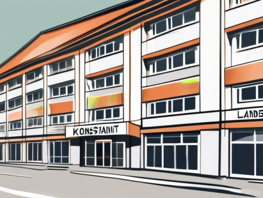 The konstanz landratsamt building with a license plate in the foreground