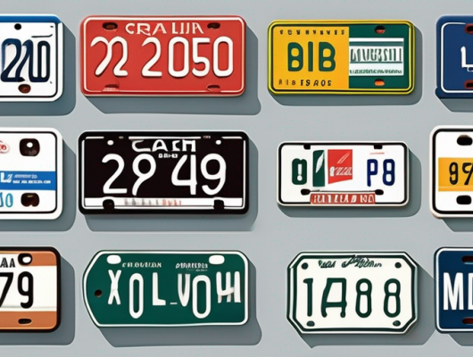 Various license plate velcro products neatly displayed