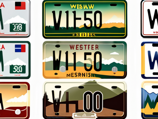A variety of different car license plates