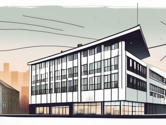 The krefeld cityscape with the straßenverkehrsamt building prominently featured