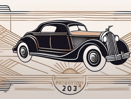 A classic vintage car with a symbol of prohibition hovering over it