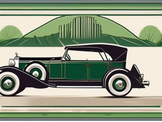 A classic vintage car with a prohibition sign overlaying it