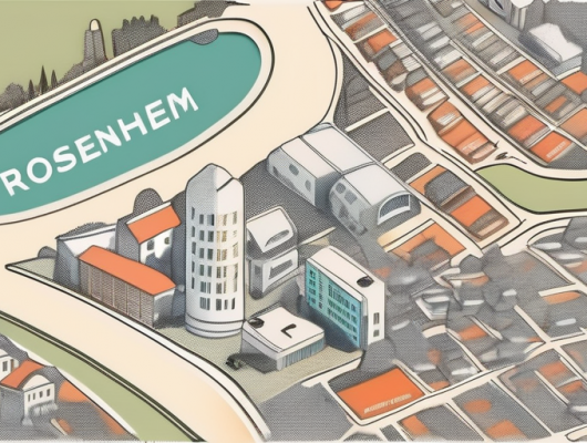 A variety of unique and creative license plates scattered across a map of rosenheim city