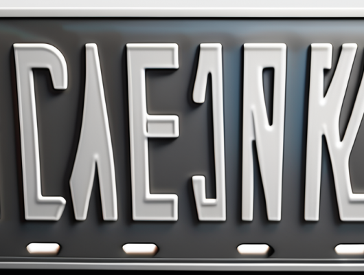 A sleek 3d car license plate made from carbon
