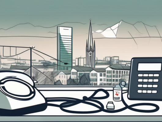 A telephone on a desk