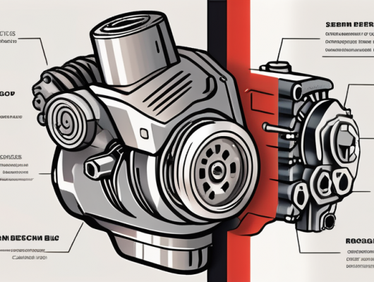 A car engine with visible performance chips