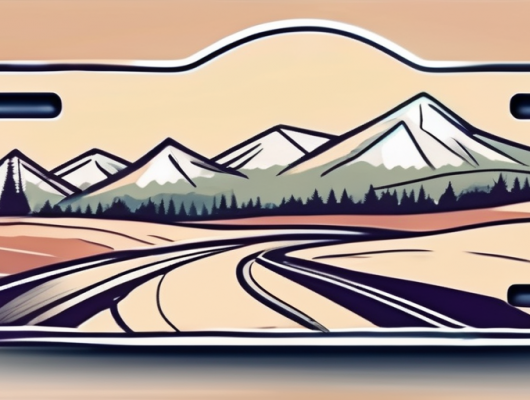 A vehicle license plate with a beautiful lippe district landscape in the background