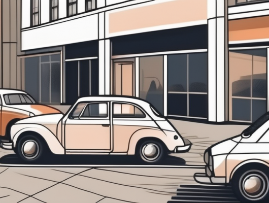 A variety of cars parked outside different types of restaurants in the city of essen