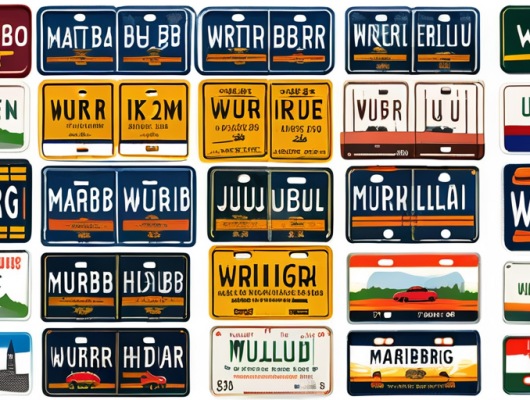 Various types of car license plates