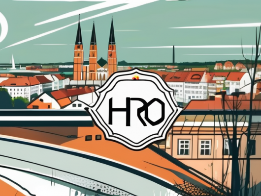 A german license plate with the initials "hro" in a scenic backdrop of rostock city