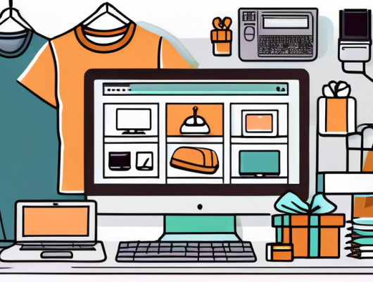 A computer with an online shopping website on the screen