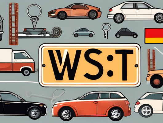 A german license plate with the letters "wst" on it