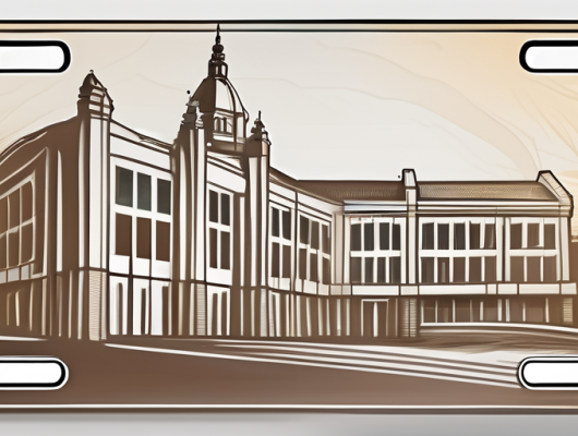 A vehicle license plate with a blurred out custom number