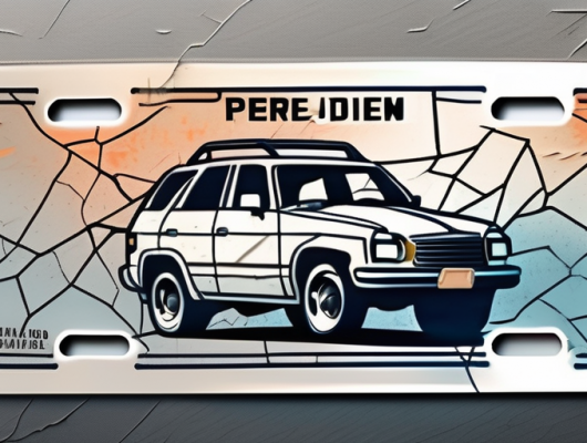 A damaged vehicle license plate seal