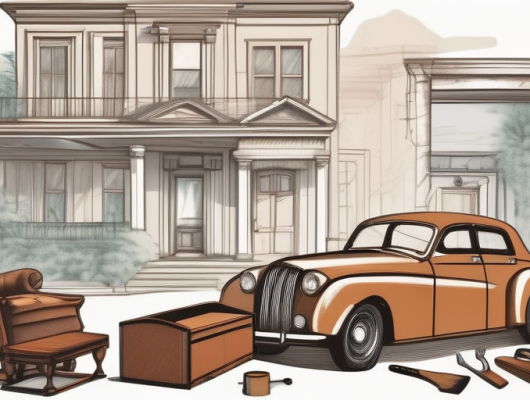 Various antique objects like a painting