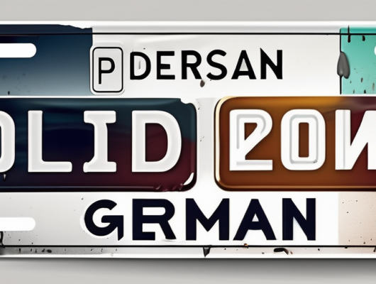 A damaged german district license plate sticker