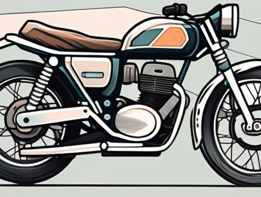 A motorcycle with a focus on the correctly mounted license plate at the rear