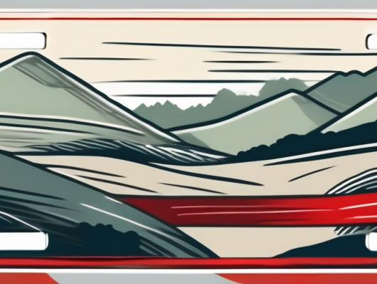 A vehicle license plate with a pinneberg landscape in the background