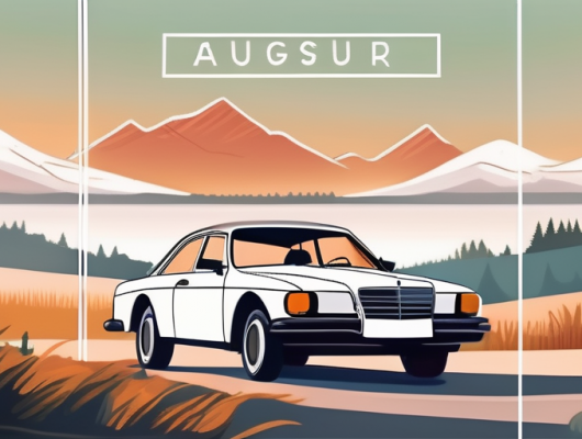 A car with a blank license plate parked in a picturesque landscape of augsburg land