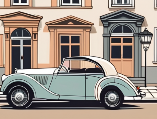 A classic vintage car with a distinctive old-timer license plate