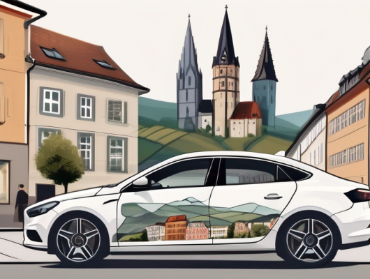 A german car with a focus on its license plate