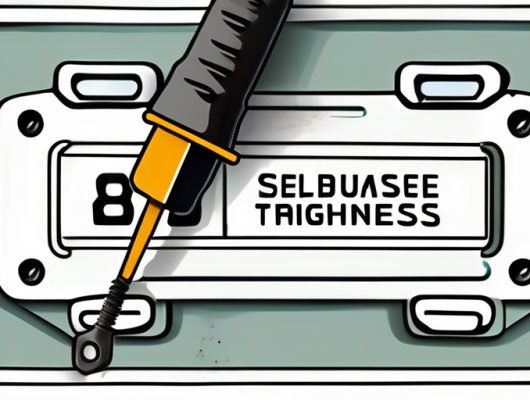 A car license plate being secured with a screwdriver and screws