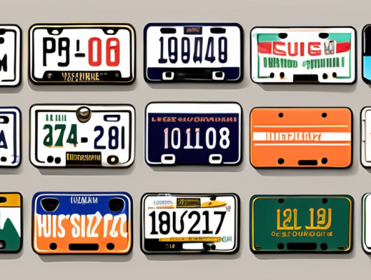 A variety of unique and colorful license plates