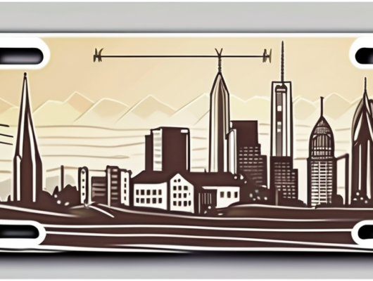 A vehicle license plate with the oldenburg cityscape in the background