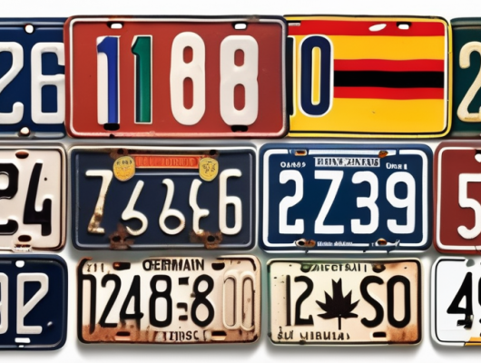 Vintage german license plates arranged in a visually appealing manner
