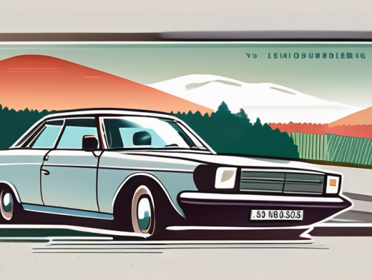 A würzburg landscape with a car displaying a license plate