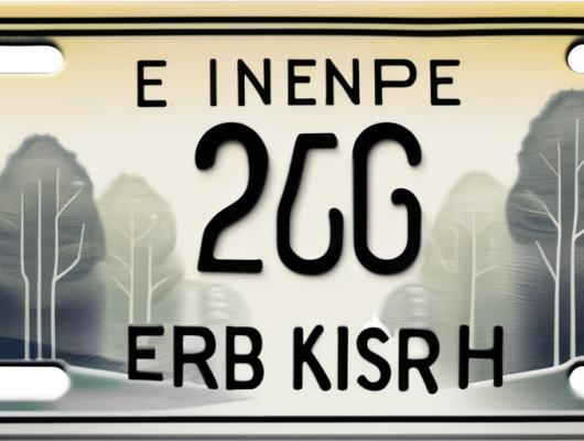 A car license plate with a blurred