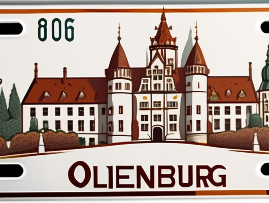 A car license plate with the oldenburg coat of arms