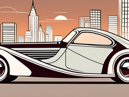 A classic vintage car with futuristic elements