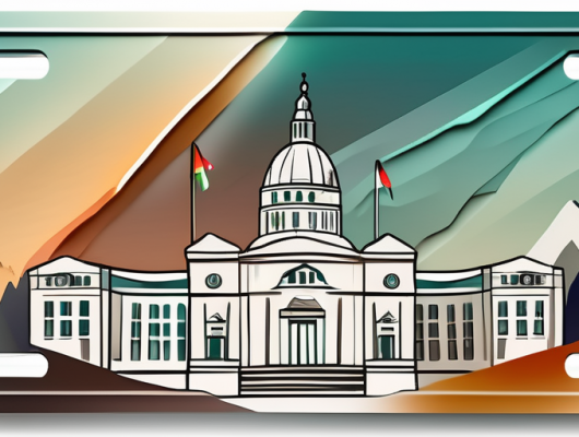 A car license plate with a blurred