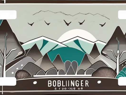 A car license plate with abstract designs and patterns