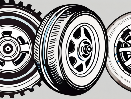 Two contrasting car wheels