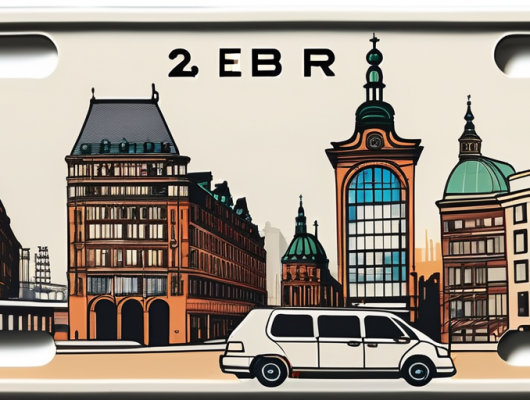 A car license plate with a blurred out combination of numbers and letters