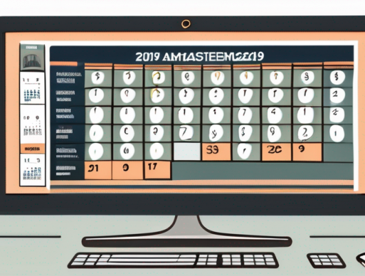 A computer screen showing a calendar with specific dates highlighted