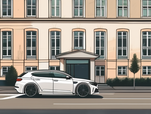 The straßenverkehrsamt building in bergisch gladbach with a car parked in front