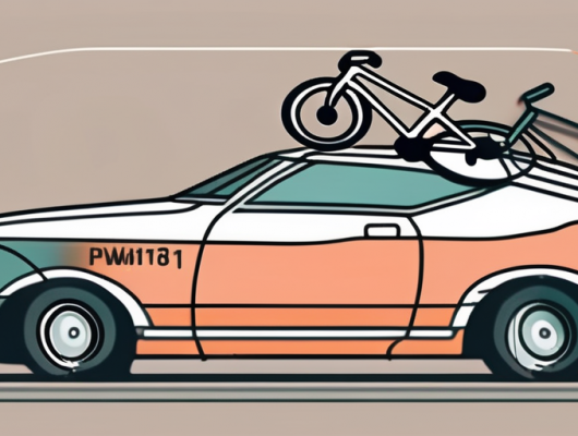 A car with a bicycle rack attached to the back