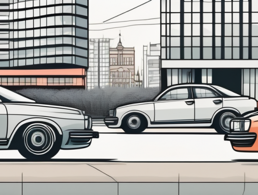 Several different types of car exhausts with the cityscape of hannover in the background