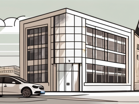 The osnabrück registration office building with a clock showing opening hours and various service icons like a car