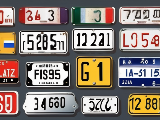 A variety of colorful car number plates from different countries
