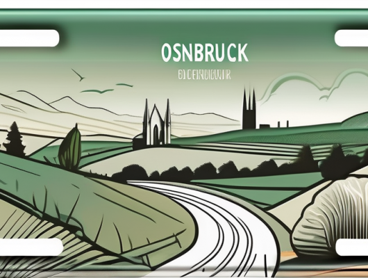 A vehicle license plate with a generic design