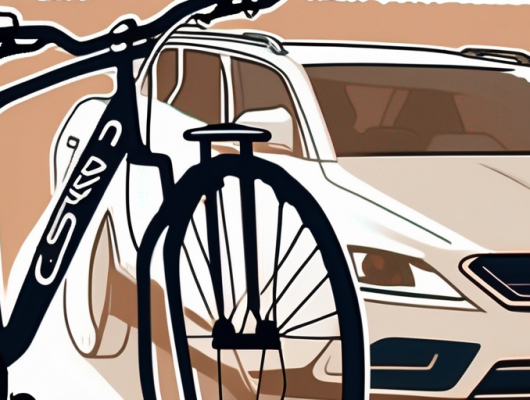 A bicycle rack mounted on the back of a car